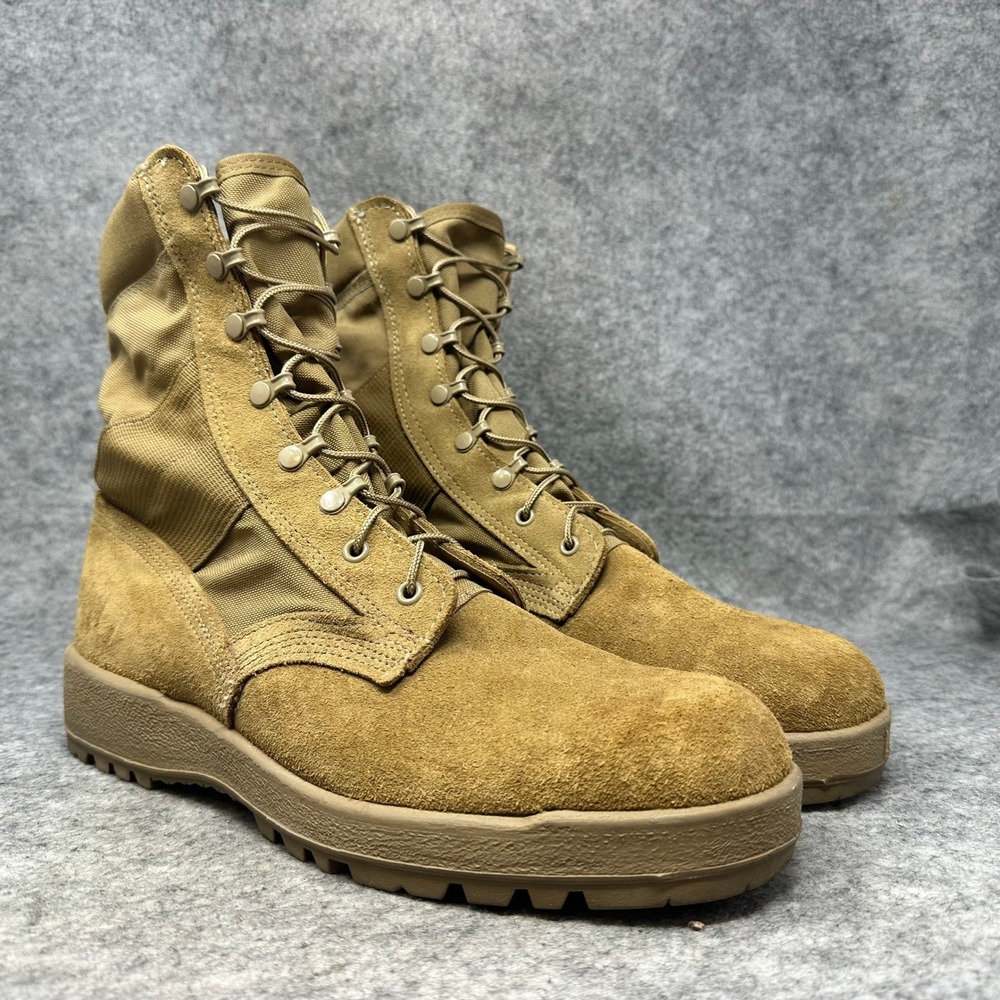 McRae Combat Boots Mens Sz 12R US Military Brown Leather Hot Weather USA Vibram